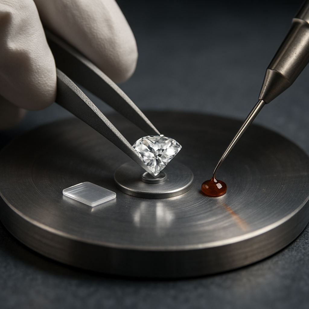 Lab-grown diamond in laboratory setting