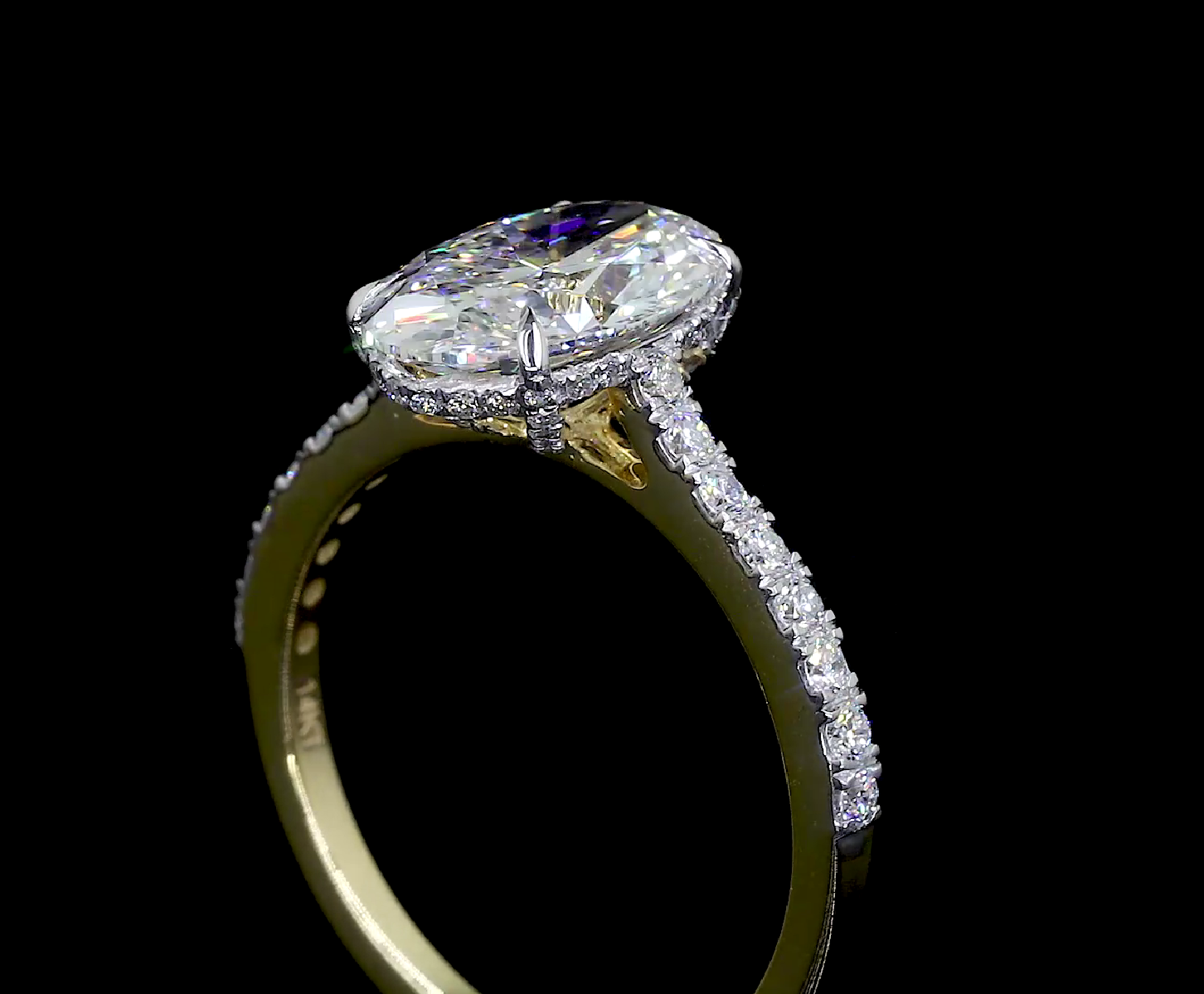 Oval Cut Diamond Hidden  Halo Engagement Ring