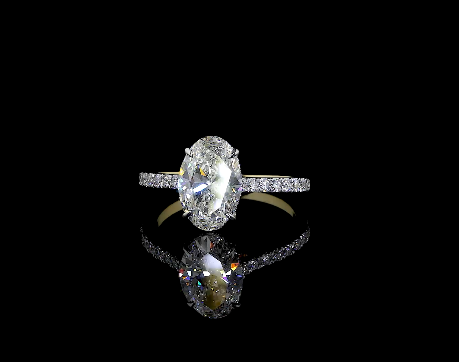 Oval Cut Diamond Hidden  Halo Engagement Ring