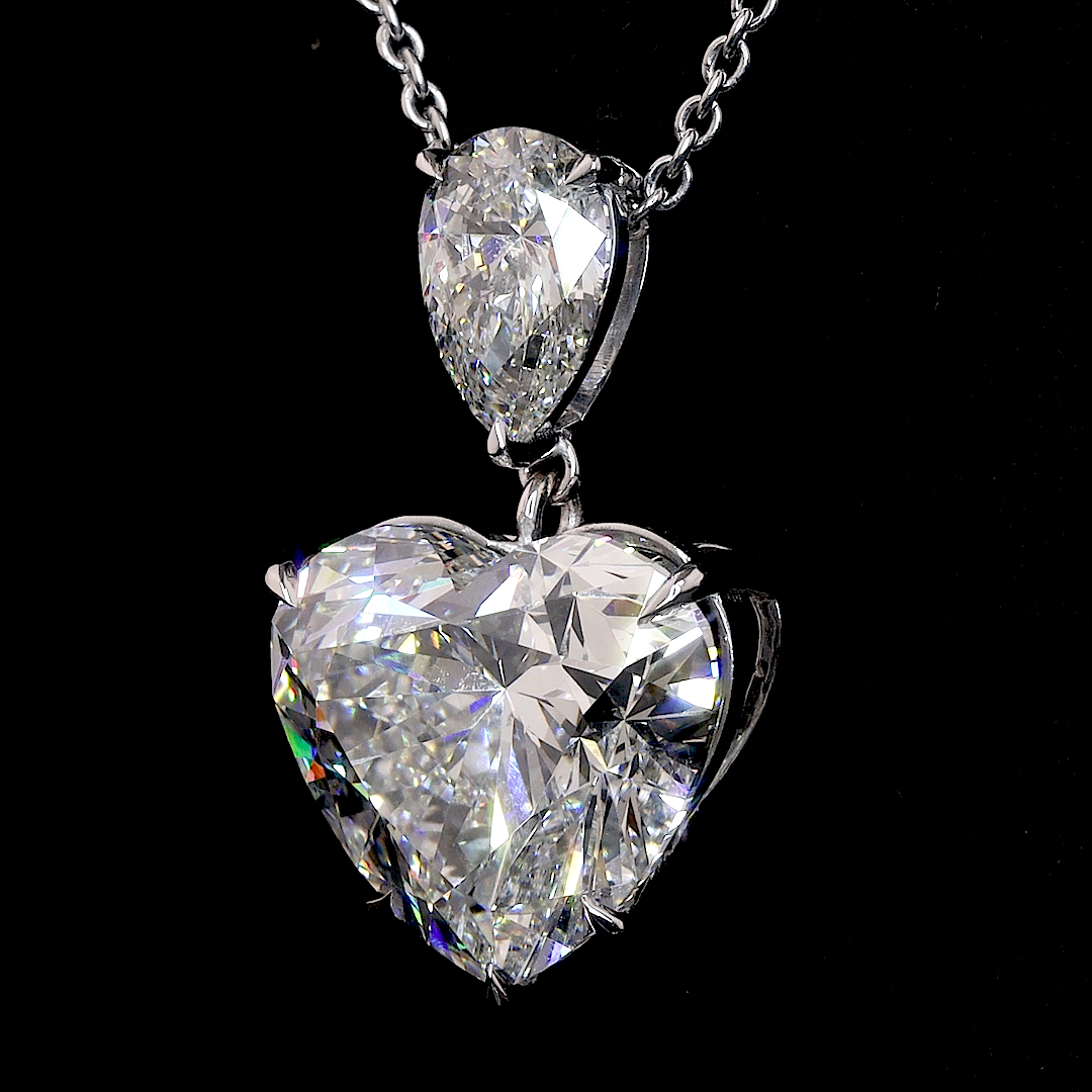 Heart & Pear Dual Diamond Pendant