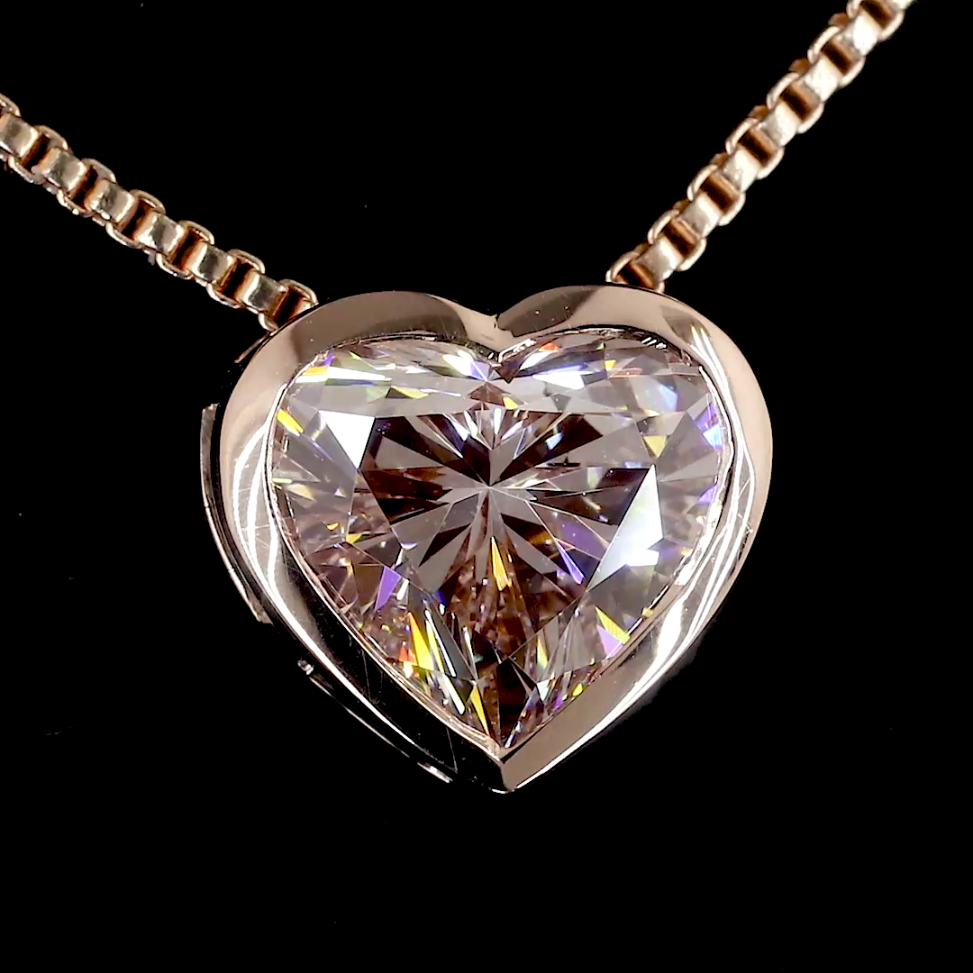 Heart Diamond Pendant in 18K Rose Gold