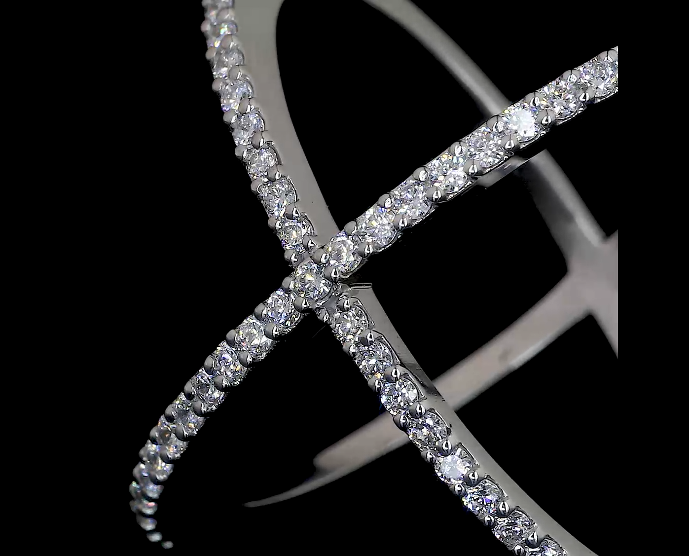 Cross Diamond Ring in White Gold