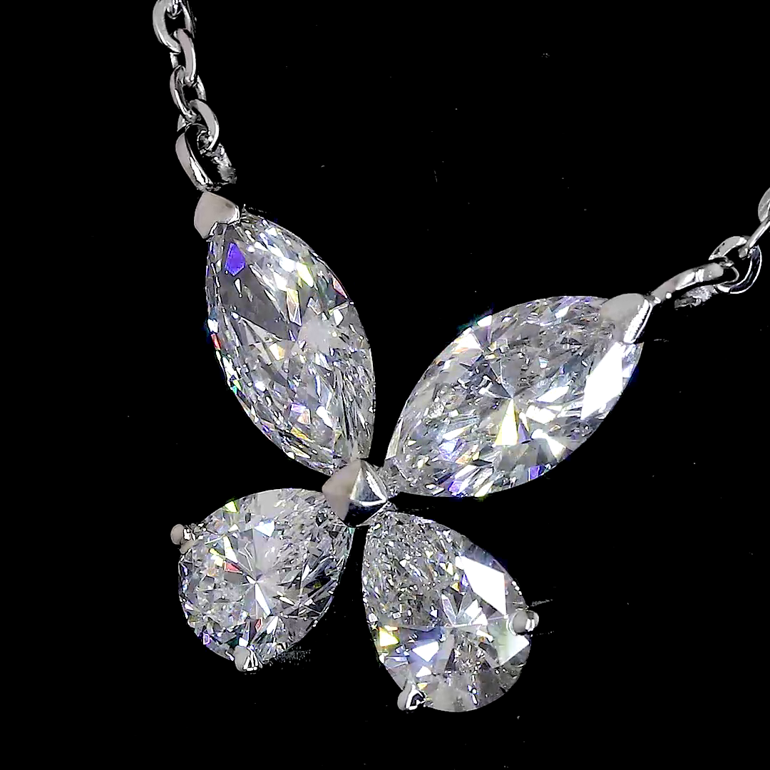 Diamond Butterfly Pendant in 18K White Gold