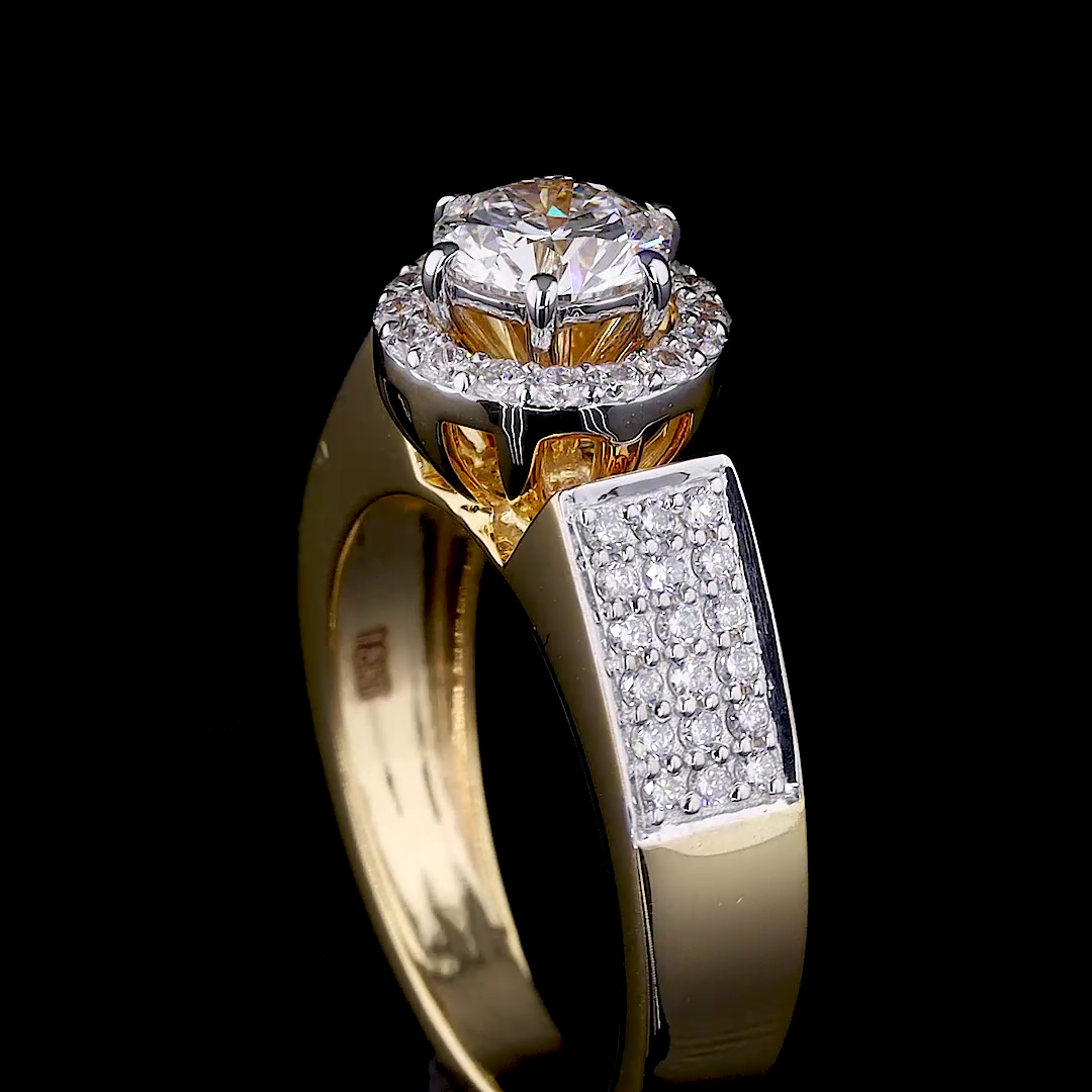 Round Halo Solitaire Diamond Ring