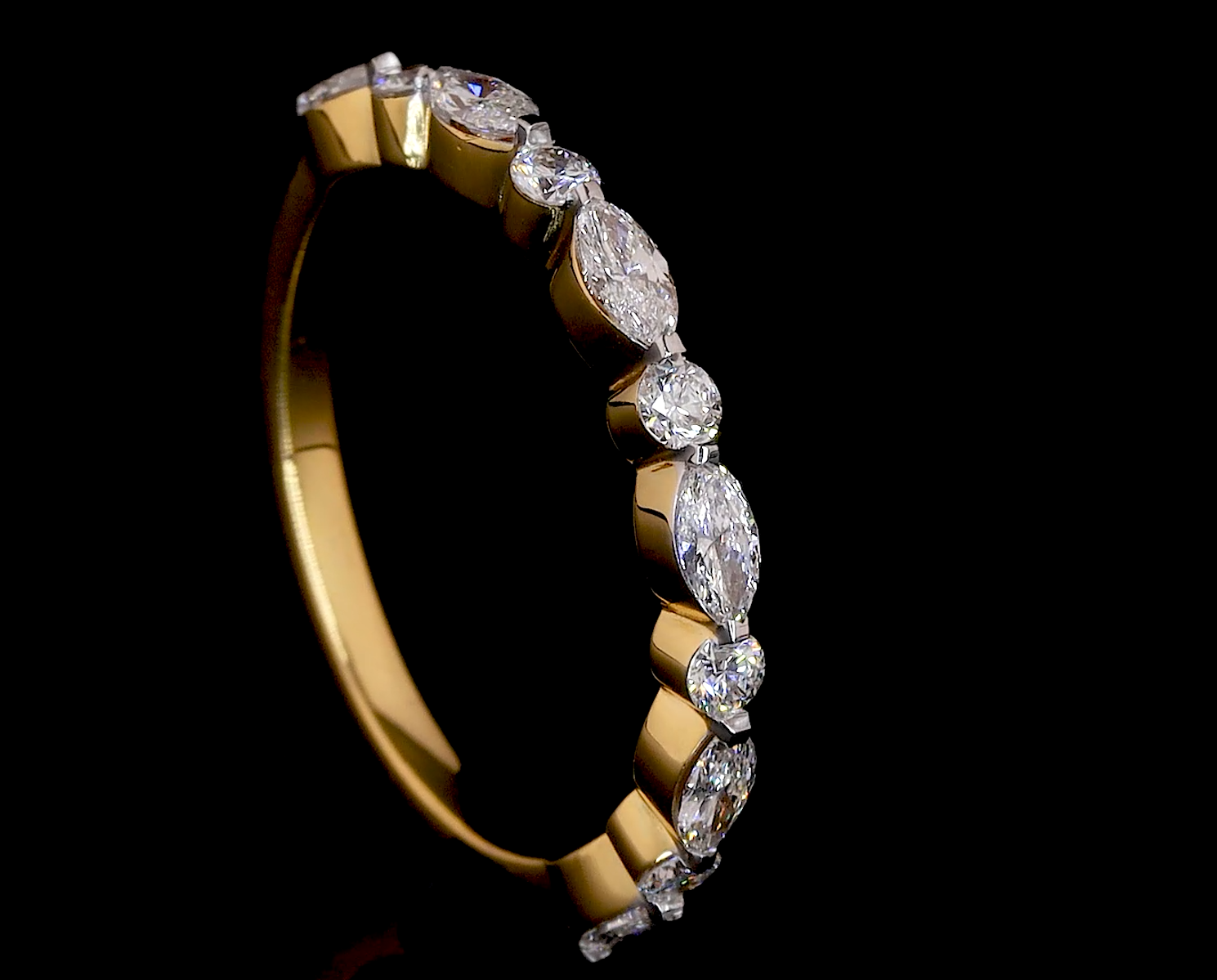 solitaire diamond rings set |Radiant-Cut Engagement Ring with Marquise Diamond Eternity Band