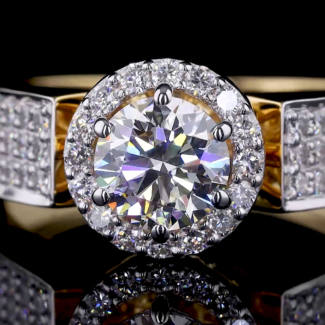 Round Halo Solitaire Diamond Ring