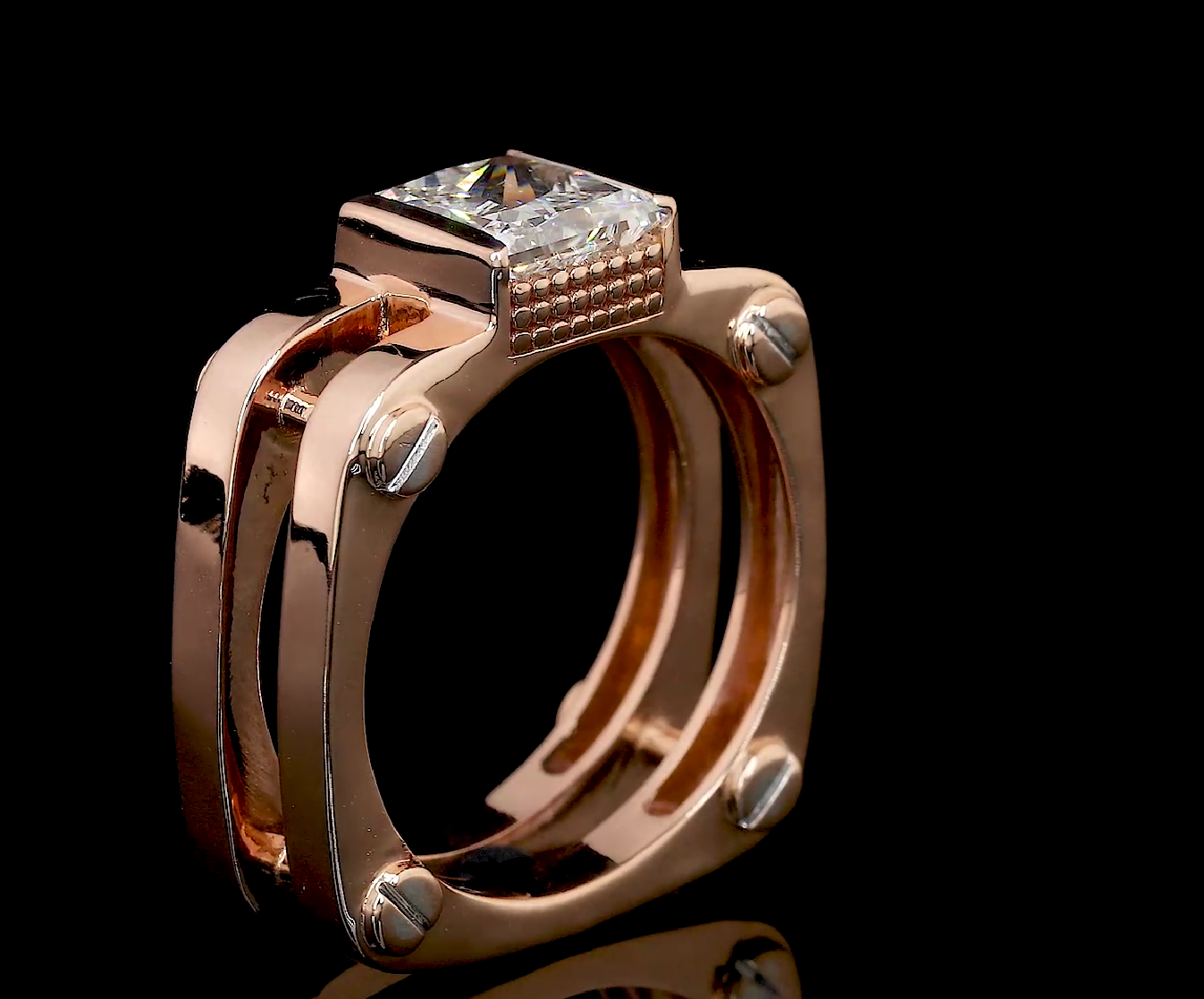 Princess-Cut Men's Diamond Ring