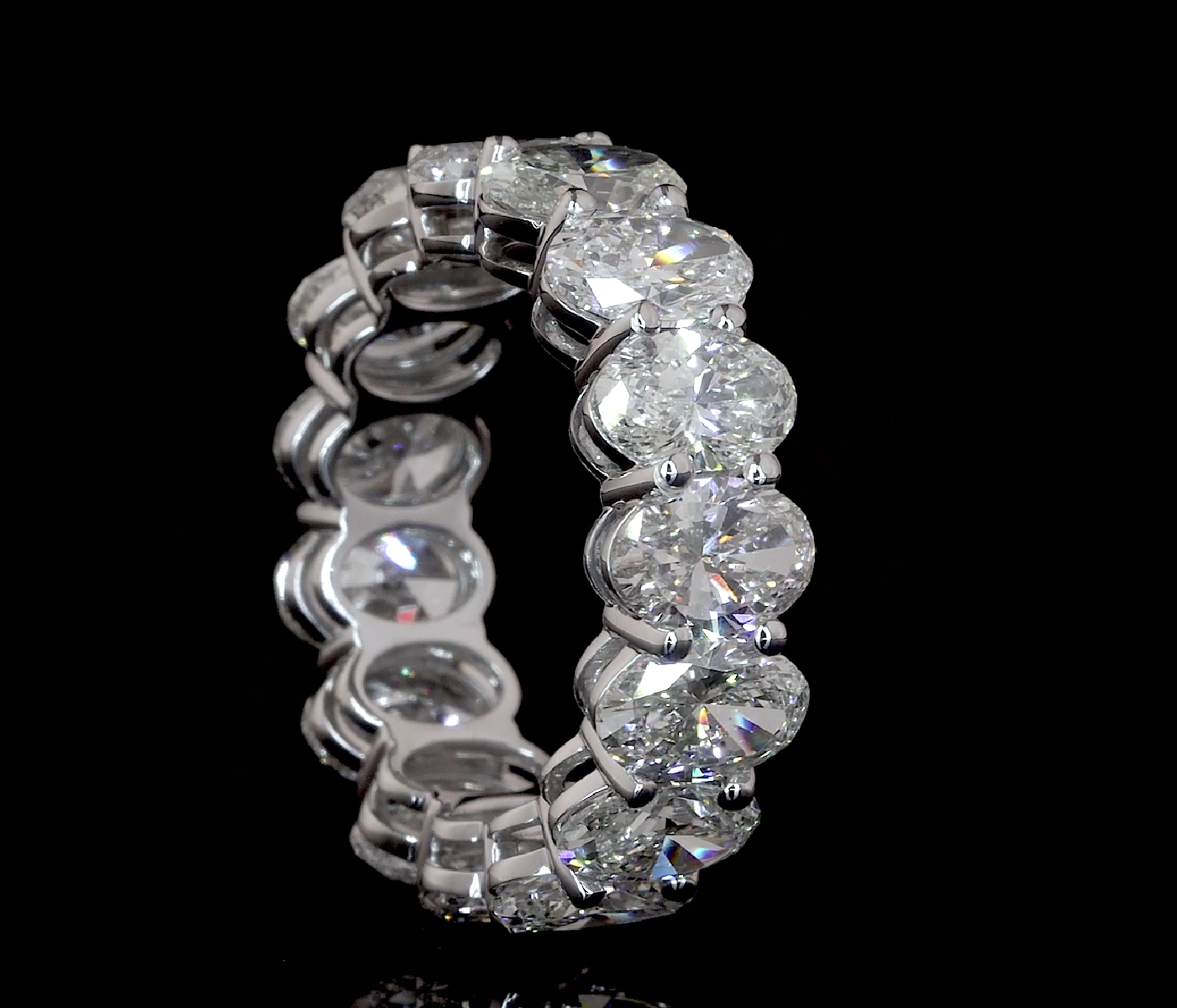 Oval Cut Diamond Eternity Band in White Gold