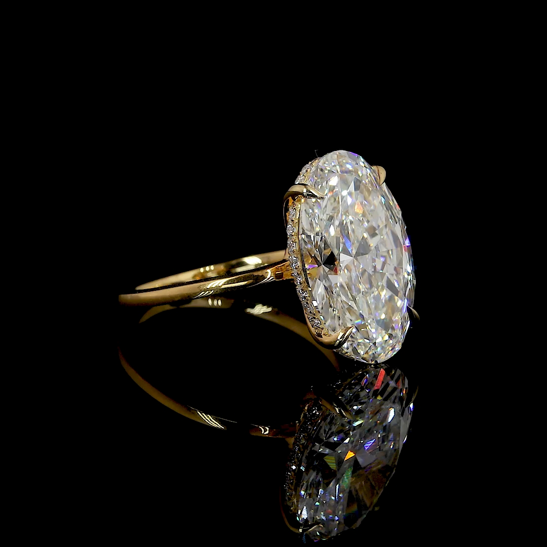 Oval-Cut Diamond Hidden Halo Ring