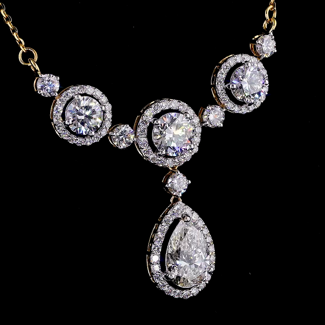 Elegant Teardrop Diamond Necklace & Earring Set