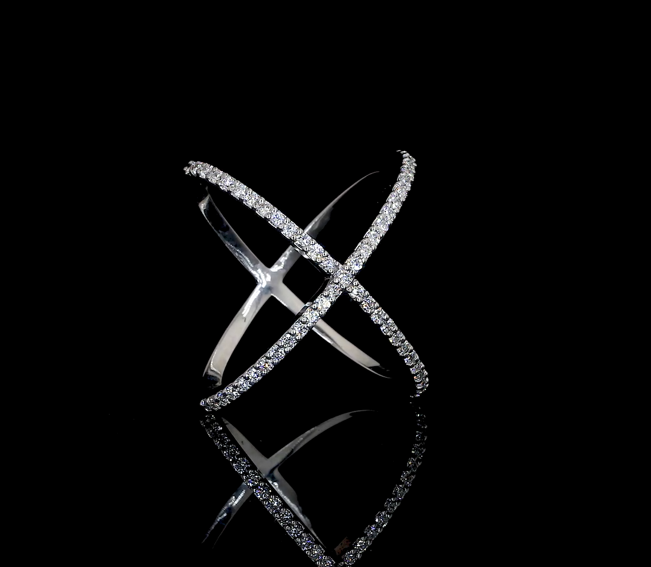 Cross Diamond Ring in White Gold
