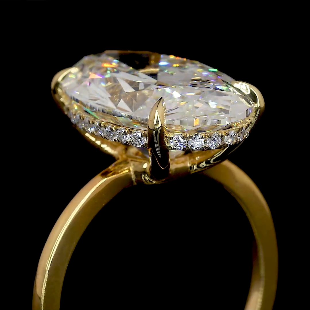 Oval-Cut Diamond Hidden Halo Ring