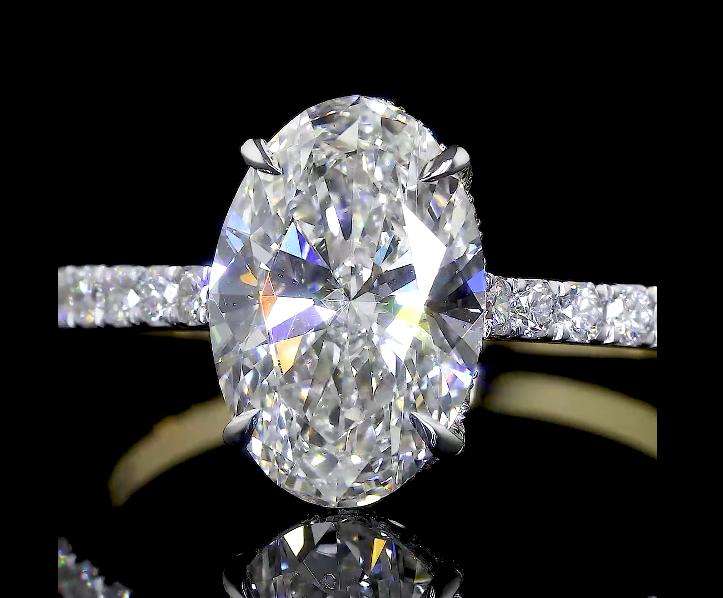 Oval Cut Diamond Hidden  Halo Engagement Ring