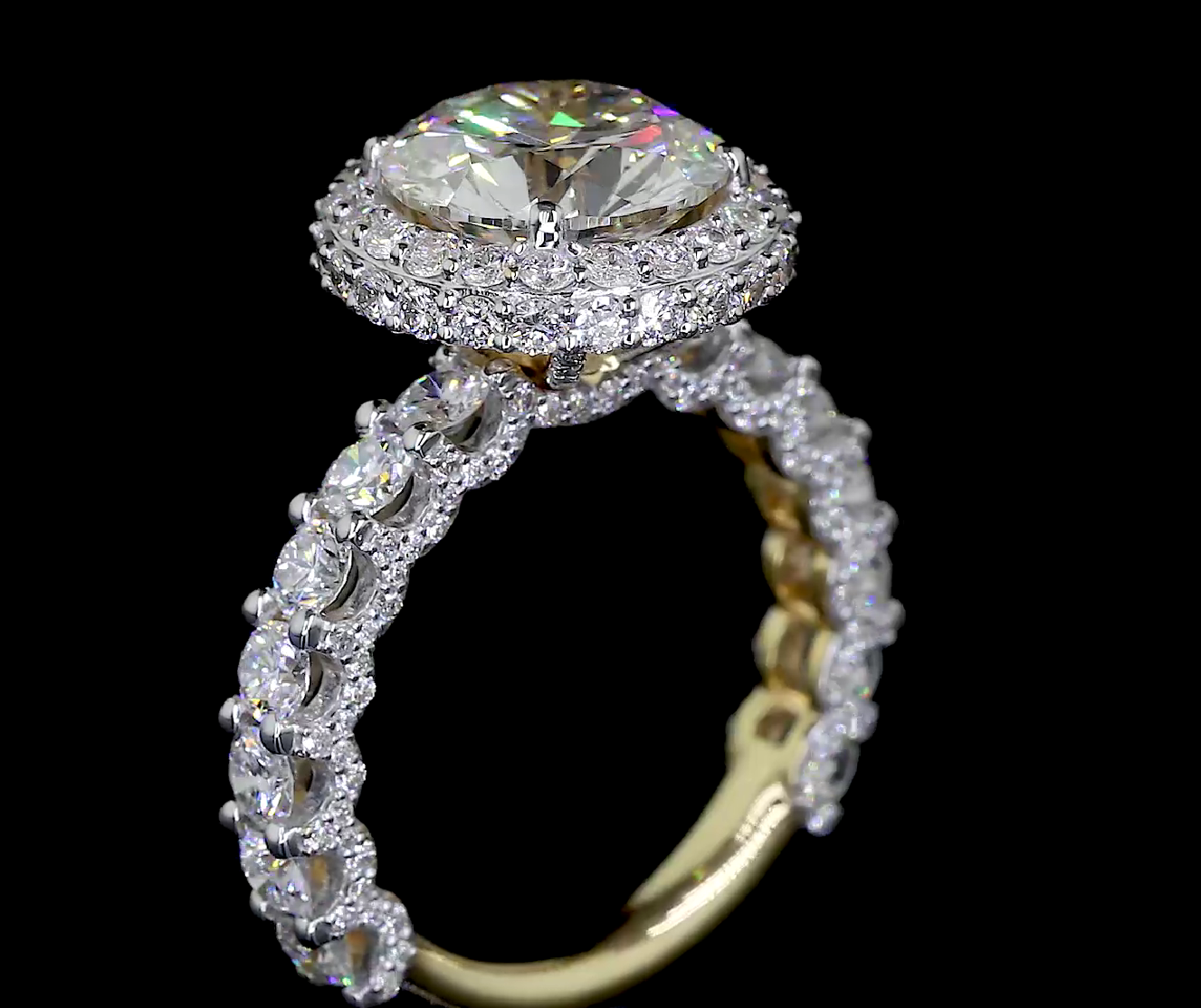 Double Halo Round Diamond Ring