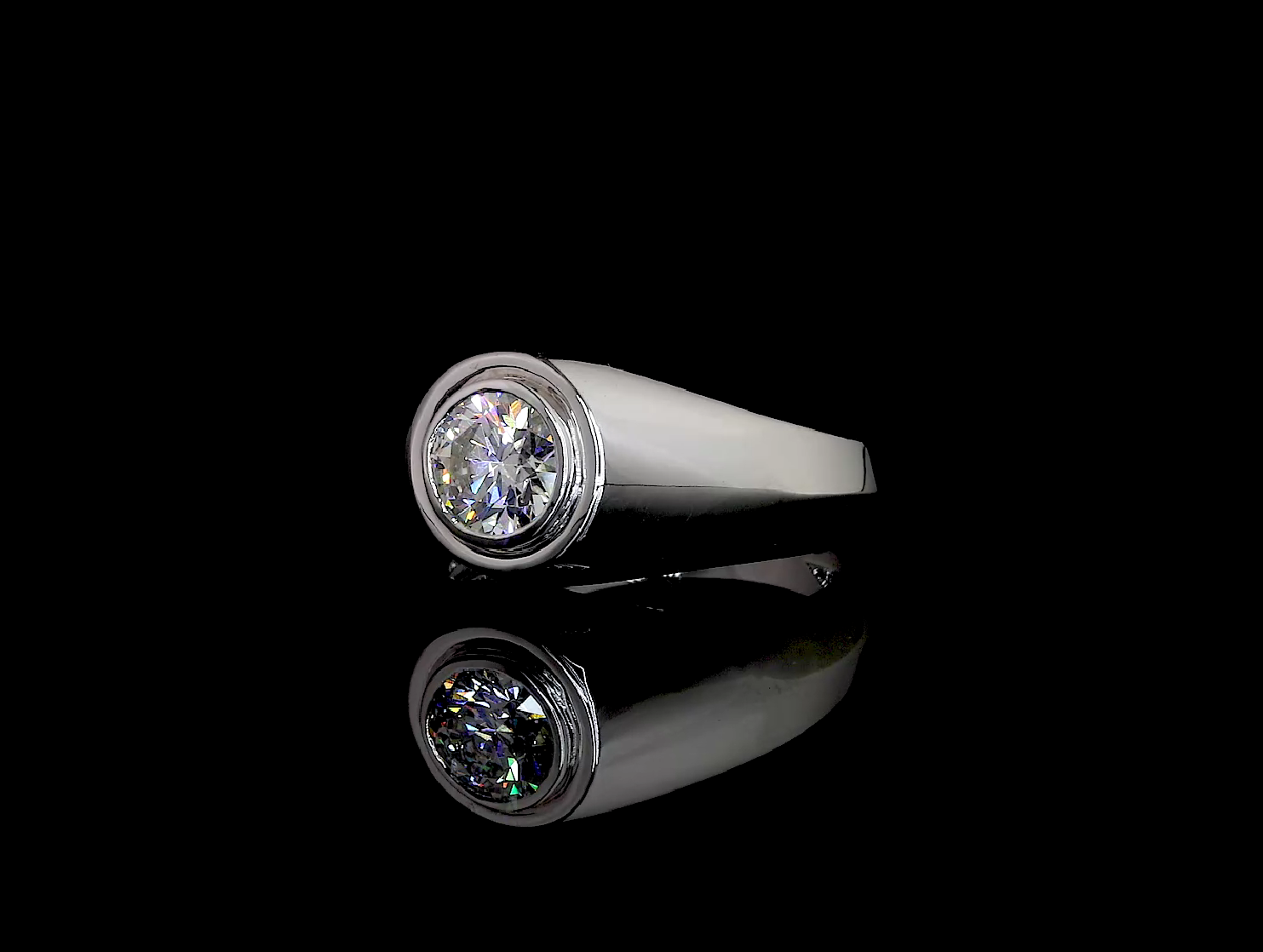 White Gold Round Bezel Diamond Ring