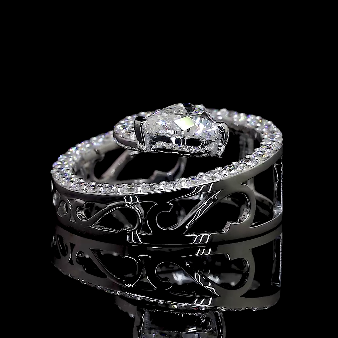 Celestial Spiral Heart Diamond Pendant in 18K White Gold