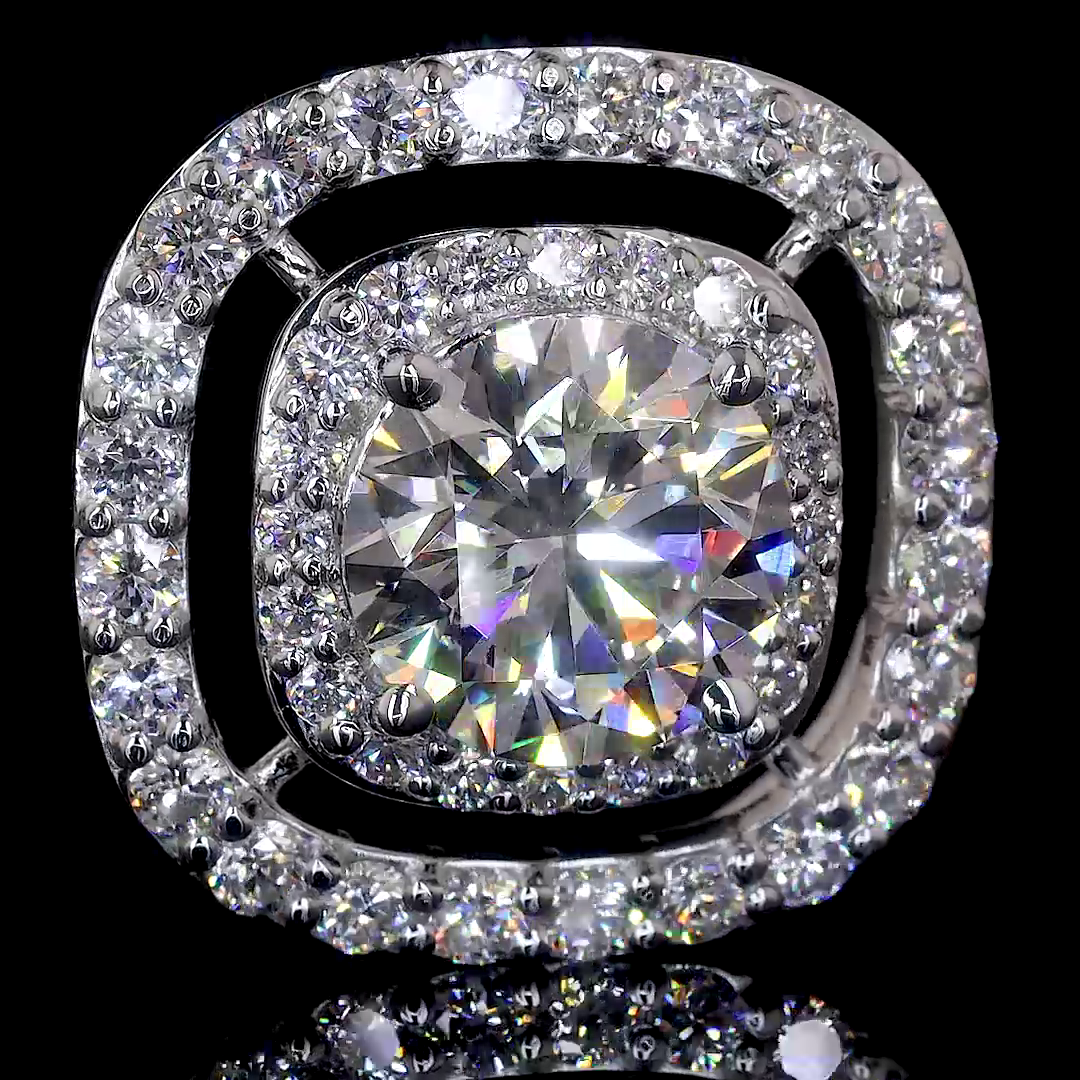Halo Cushion Frame Solitaire Diamond Pendant