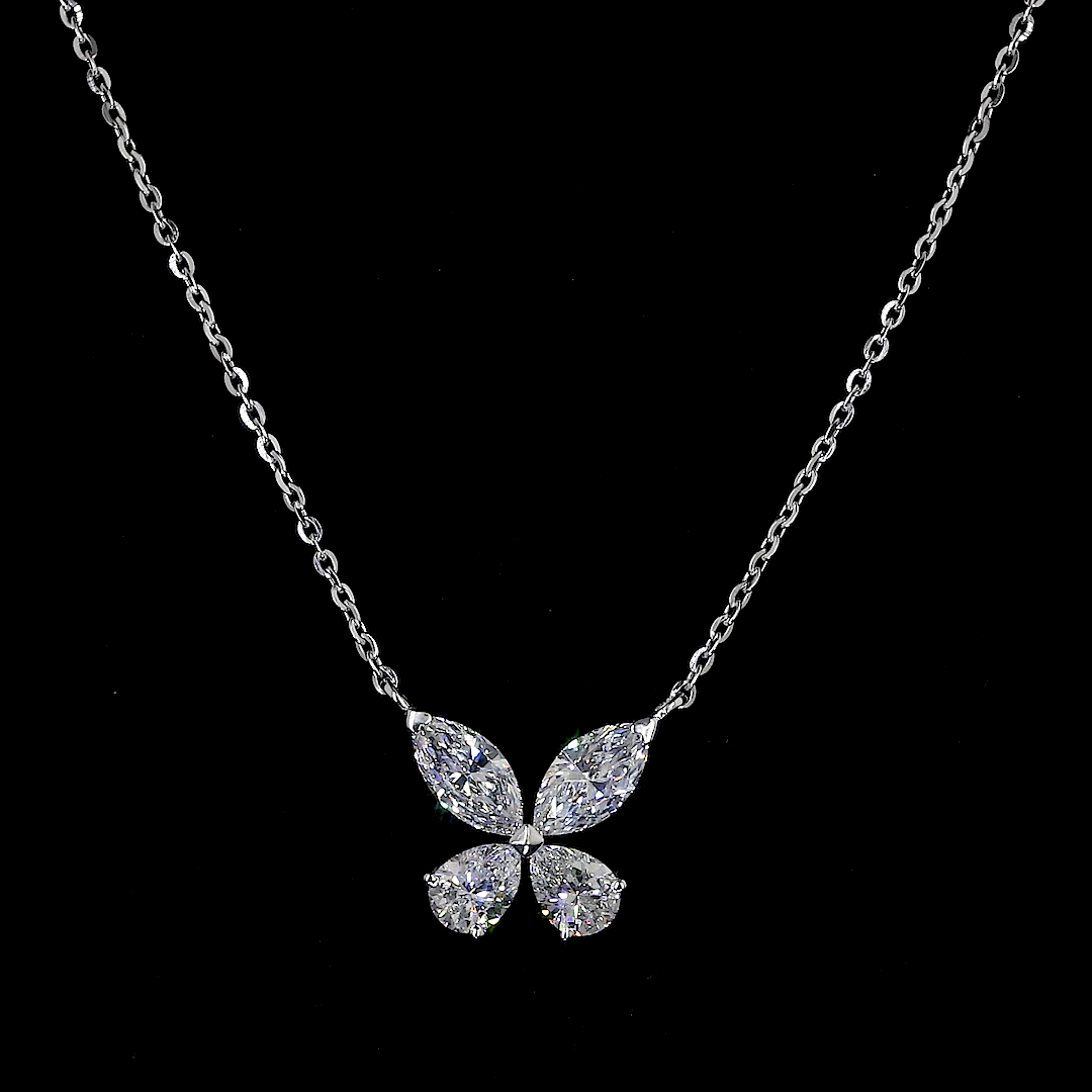 Diamond Butterfly Pendant in 18K White Gold