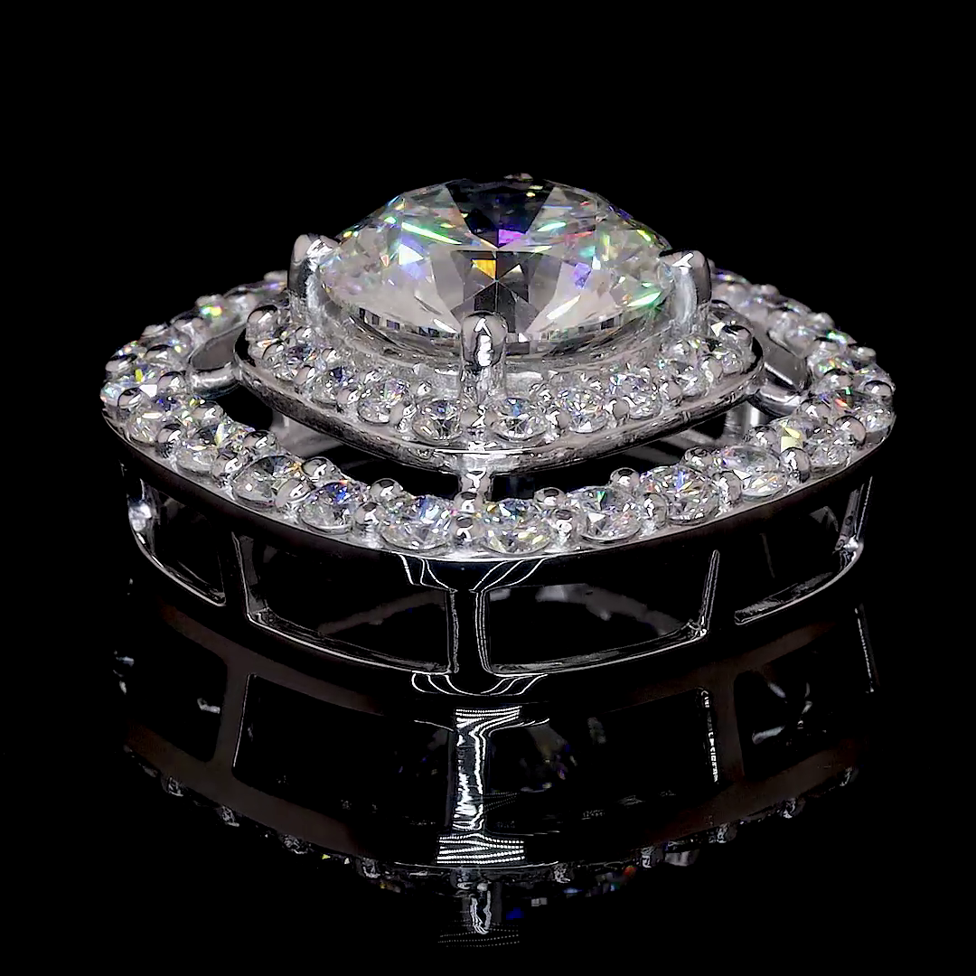 Halo Cushion Frame Solitaire Diamond Pendant